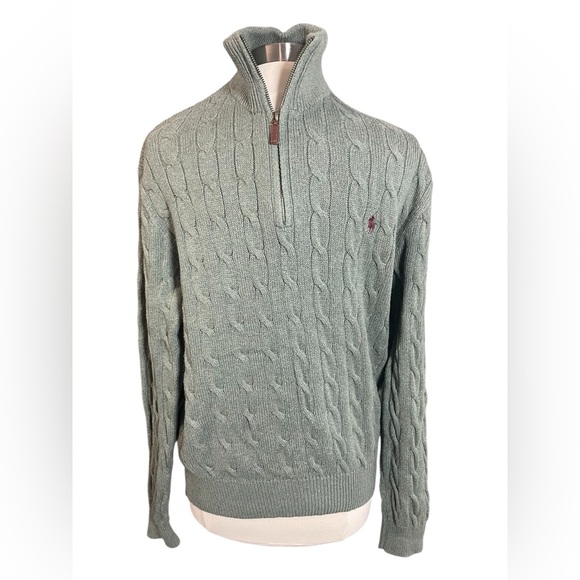 Polo Ralph Lauren Cotton Knit Quarter Zip Sweater Classic Preppy Heritage Style - Picture 2 of 6